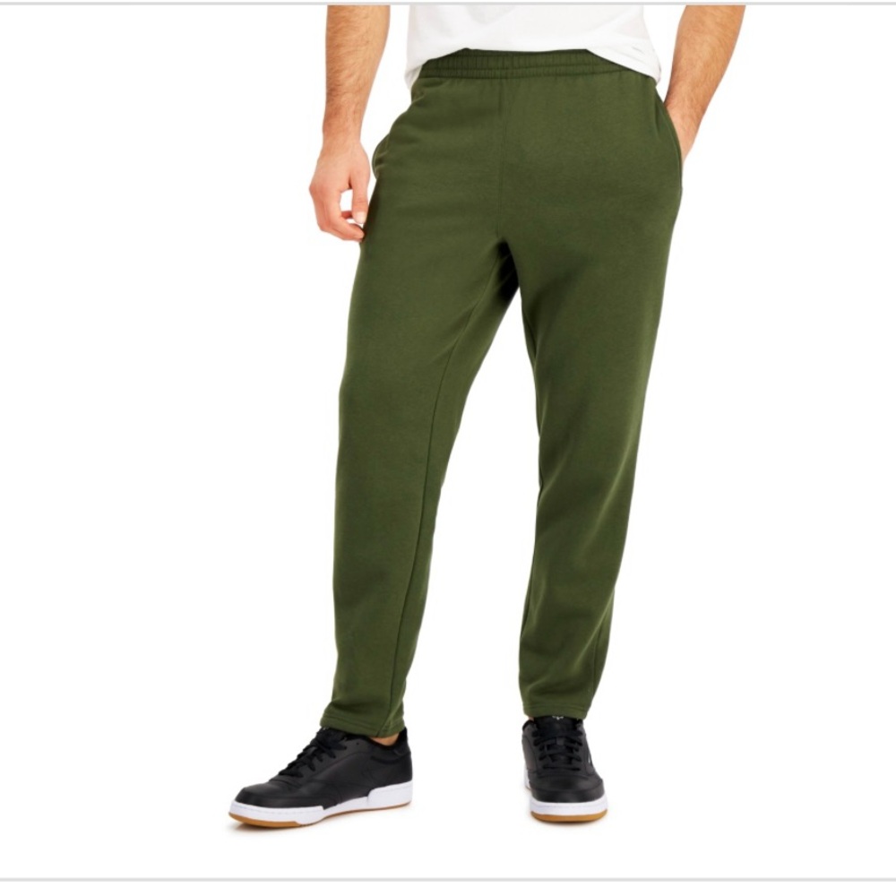 ID Ideology Men's Solid Green Fleece Pants